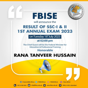 Fbise Islamabad Result Ssc I Ii St Annual Exams Result Galaxy