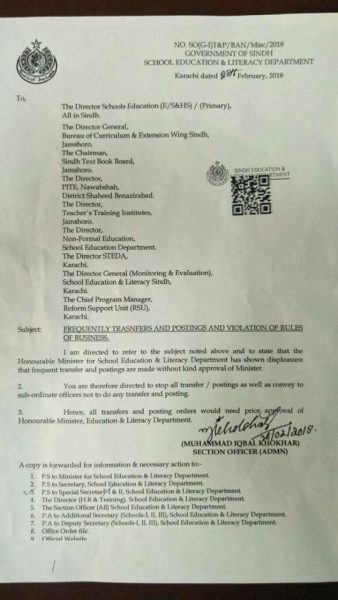 Notification of Frequent Transfer Posting and Violation of Rules of ...