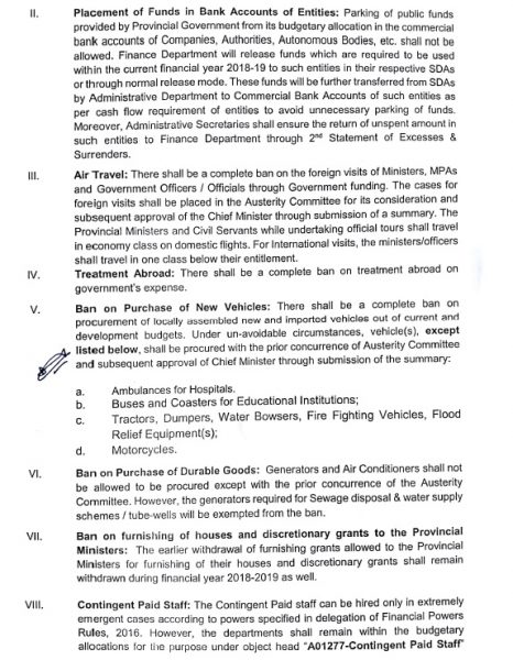 Notification of Austerity/Economy Measures and Ban on Upgradation Posts ...