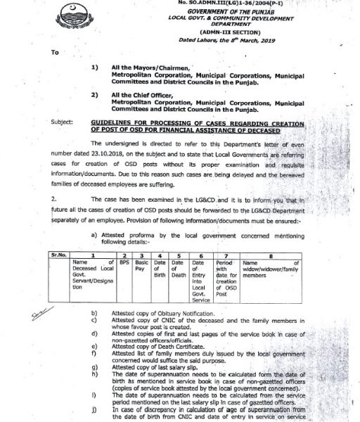 Guidelines for Processing Cases Regarding Creation OSD Posts for ...