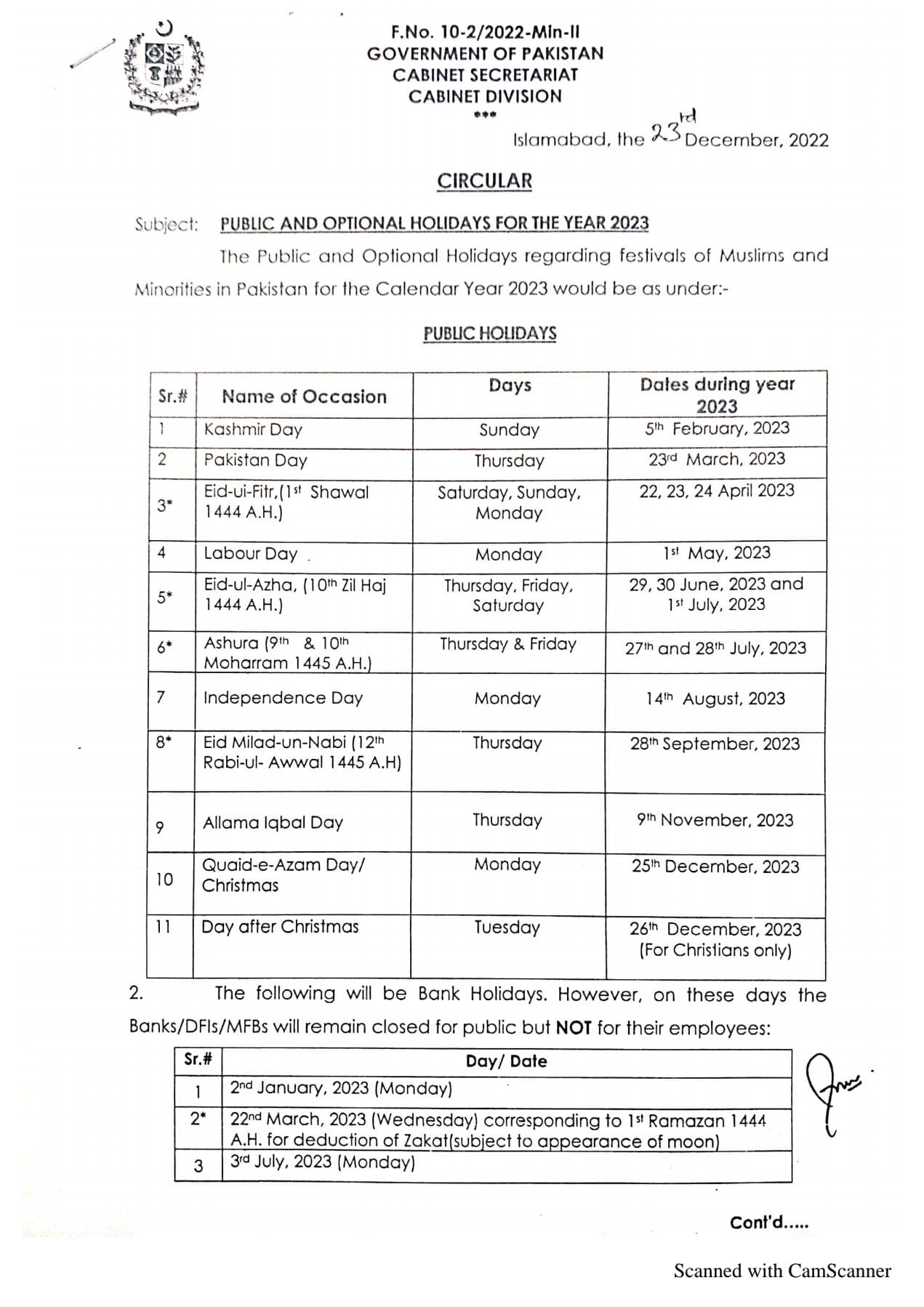 Public And Optional Holidays 2023 Pakistan Galaxy World