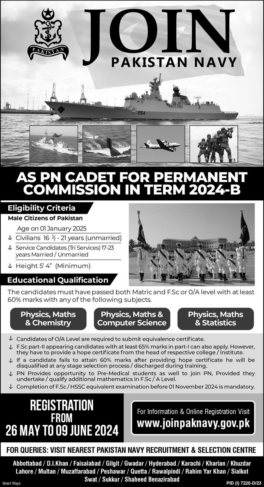 Join Pak Navy as PN Cadet for PC 2024-B