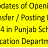 Updates of Opening Transfer Posting 2024 in Punjab School Education Department