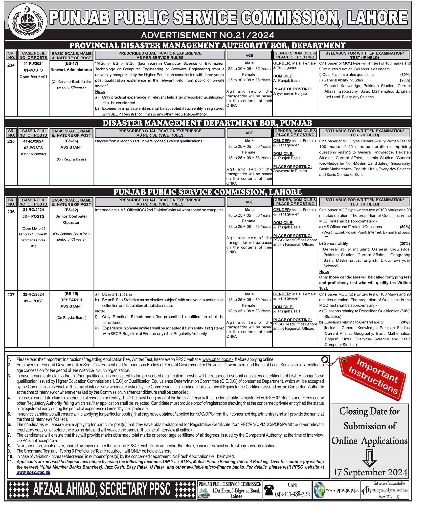 Punjab Govt Jobs through PPSC Ad No. 21 / 2024 • Galaxy World