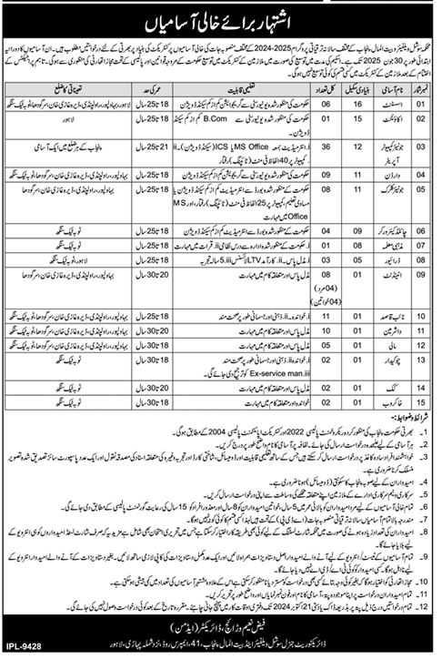 Contractual Vacancies BPS-01 to BPS-16 in Punjab 2024