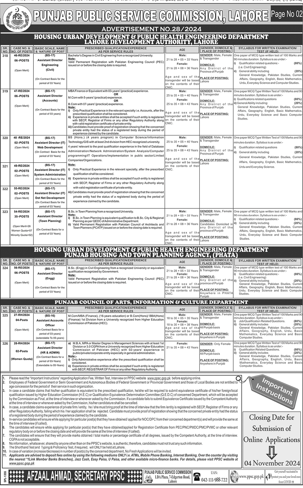 PPSC Jobs Oct 2024 