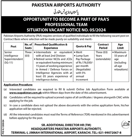 The Latest Vacancies in Pakistan Airports Authority (PAA)