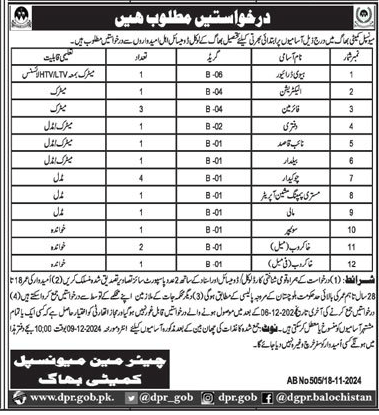 BPS-01 to BPS-06 Vacancies in Municipal Committee Bhag