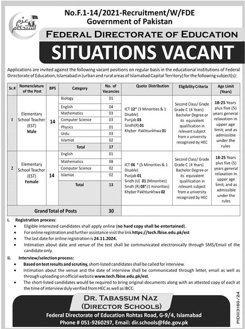 FDE Regular Vacancies for ESTs 2024