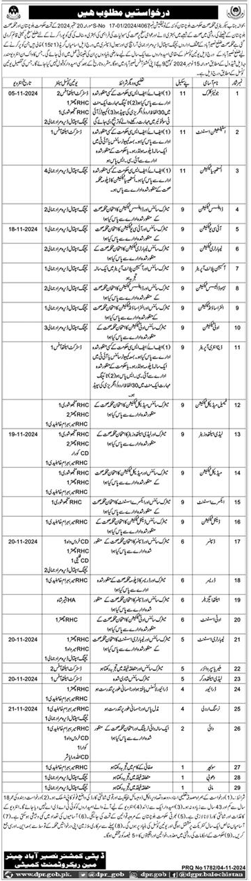 Jobs in Health Department Balochistan (Naseerabad) 2024