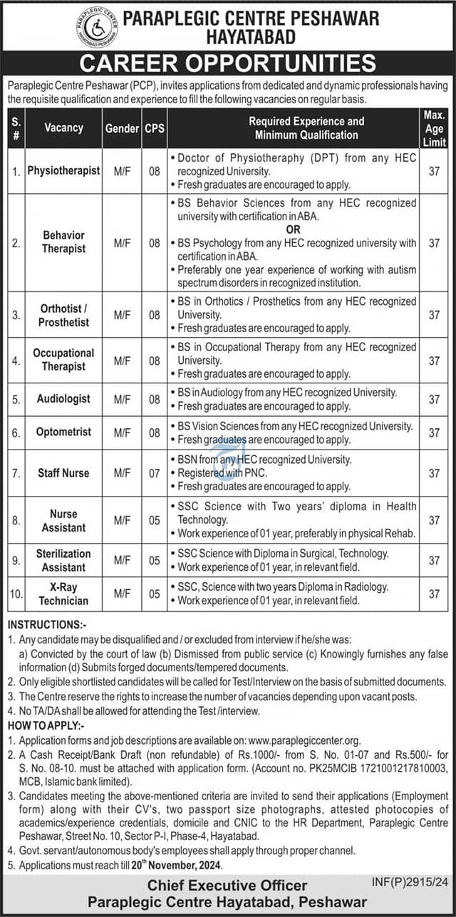 PCP Vacancies Nov 2024