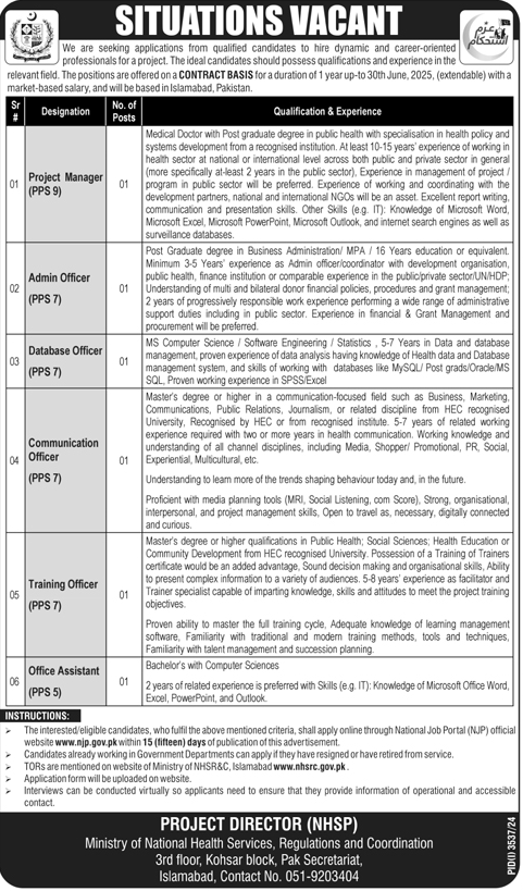 PPS-05 to PPS-09 Vacancies in MNHSRC 2024