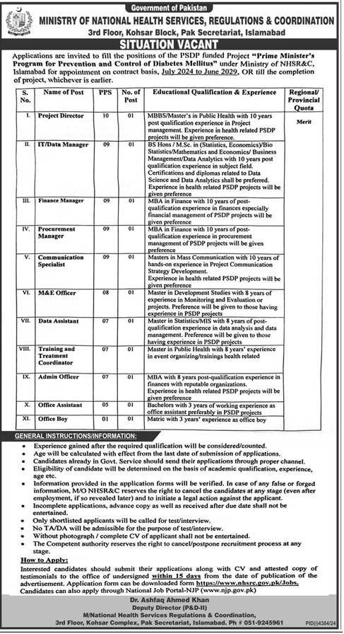 MoNHS Contractual Vacancies 2025