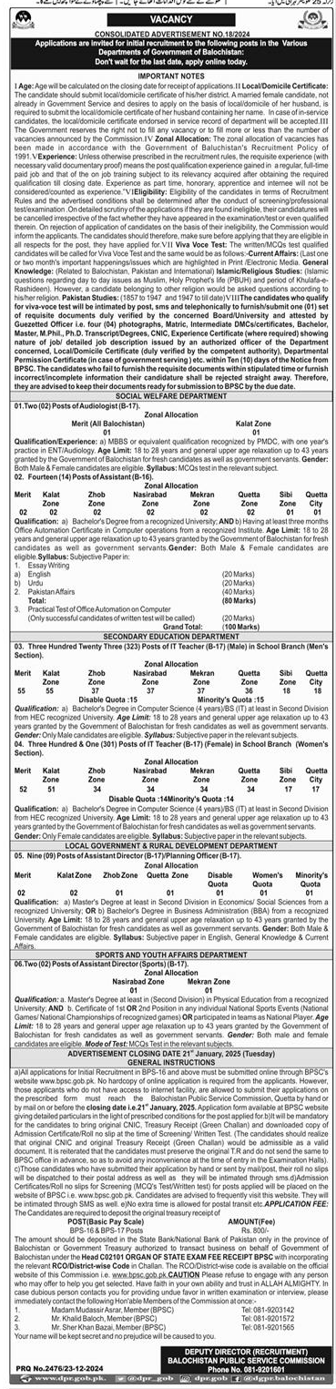 The Latest Vacancies 2024 through BPSC