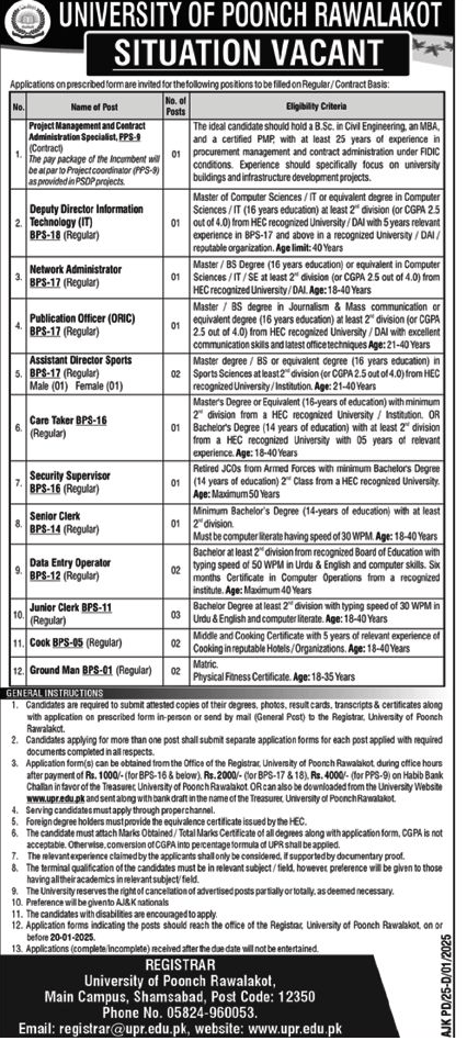 BPS-01 to BPS-18 Regular Vacancies 2025 in UPR