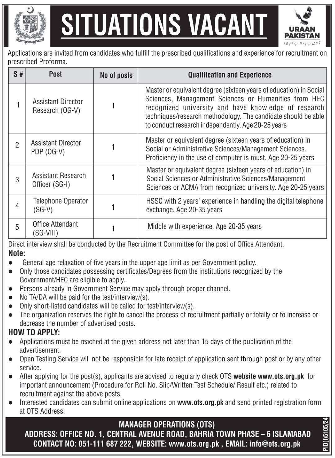 The Latest Govt Vacancies through OTS 2025