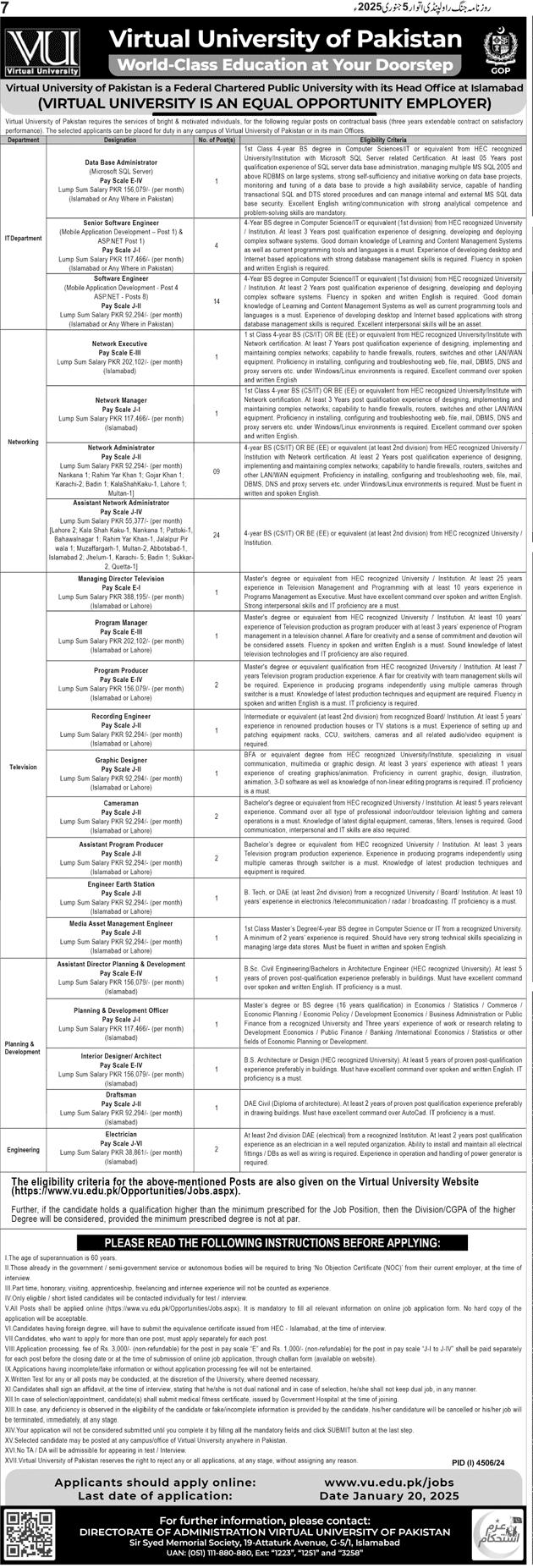 The Latest VU Vacancies 2025