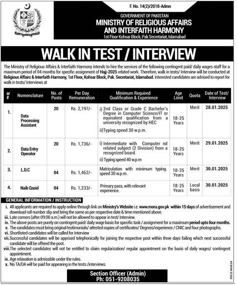 The Latest Vacancies for Specific Assignment of Hajj 2025